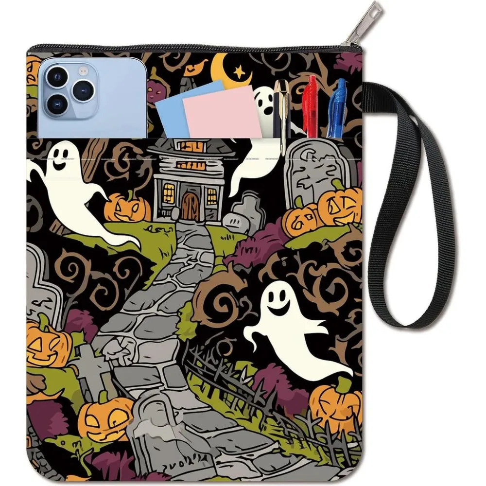 Book Sleeve Pumpkin Book Protector Book Covers for Paperbacks Washable Fabric Cloth Book Cover with Zipper and Extra Sleeve
