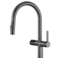 Matte Black Pull Down Kitchen Faucet Chrome Dual Modes Nozzle Hot Cold Water Mixer Crane Tap Brass Spring Kitchen Sink Faucets