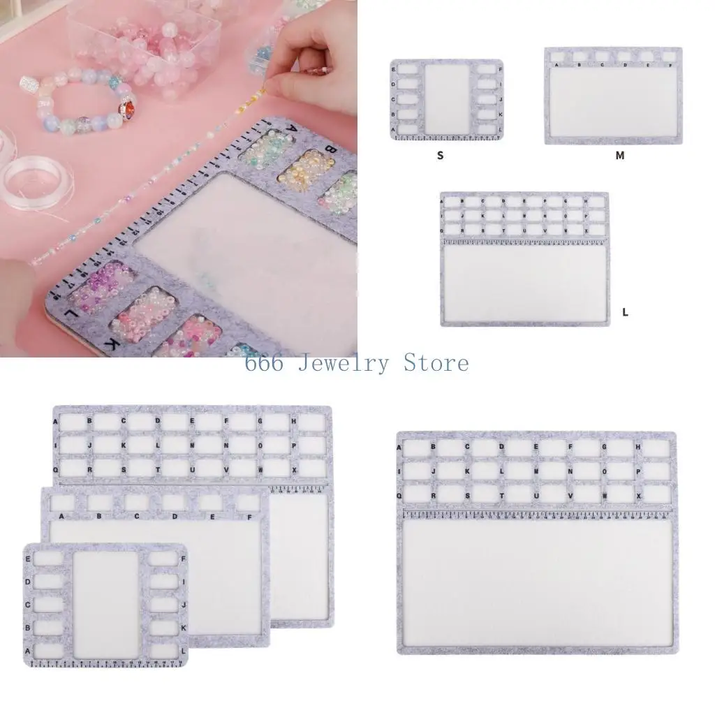 

F2TD Bead Arrangement Tray with Slip Resistant Felt And Measurement Portable Beading MatFor Creative Crafting