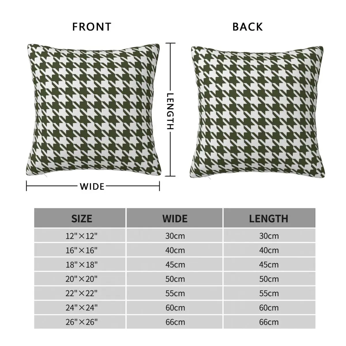 Green Tea Cream Houndstooth Pillowcase Polyester Linen Velvet Creative Zip Decor Room Cushion Cover 45x45