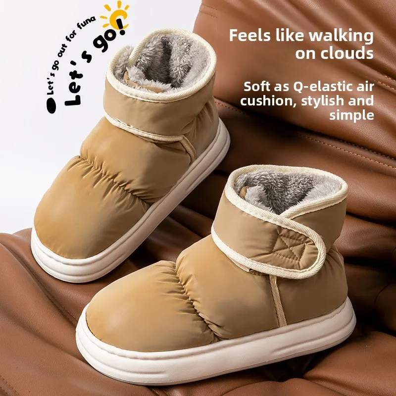 

Winter Snow Boots Waterproof Cotton Slippers Women's Outdoor Indoor Home Warm Thick Bottom Couple Style with Heel Cotton Shoe...