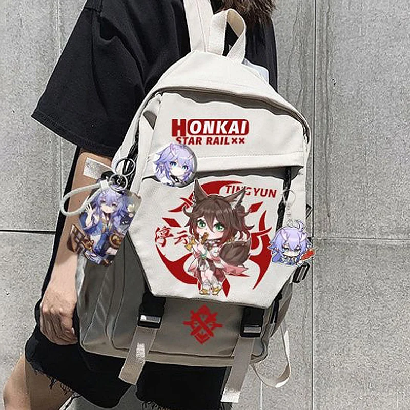 

28x13x43cm Black White, Honkai: Star Rail, Student Kids Teens School Bags, Large Capacity Mochilas Anime Backpacks Girls Boys