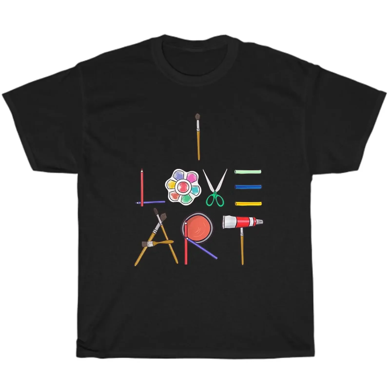 I Love Art Cute Fun Painting Drawing Sketch Artist Painter T Shirt  vintage Washed Top For Everyday Wear Soft Versatile fashion