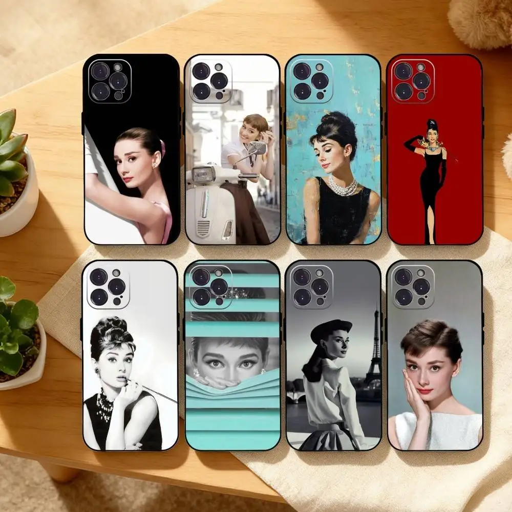 

A-Audrey H-Hepburn A-Actor Phone Case For iPhone17,16,15,14,13,12,Plus,Pro Max, 5G Others Soft Black Cover