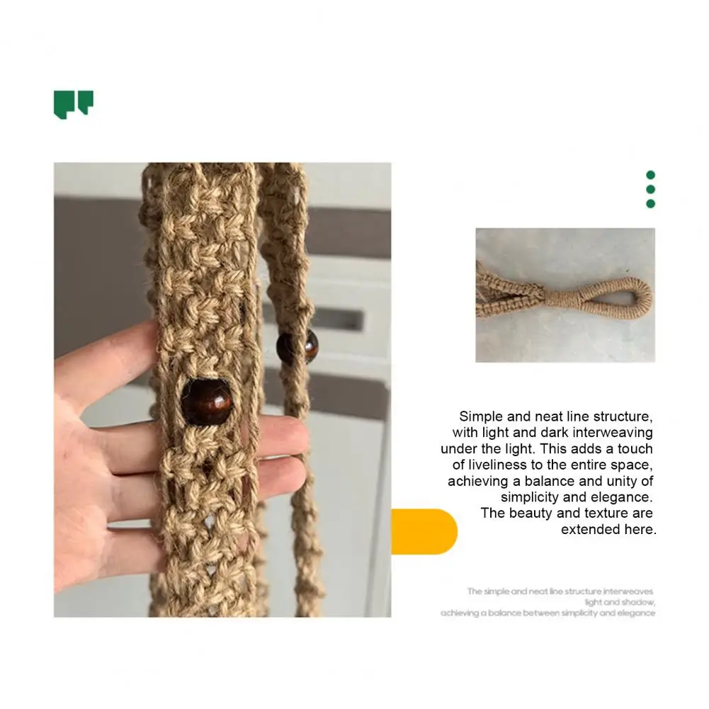 Reusable Flower Pot Bag 35 Inch Hanging Flower Pot Net Bag Hand Woven Planter Hanger Nordic Style Hemp Rope Wall for Green