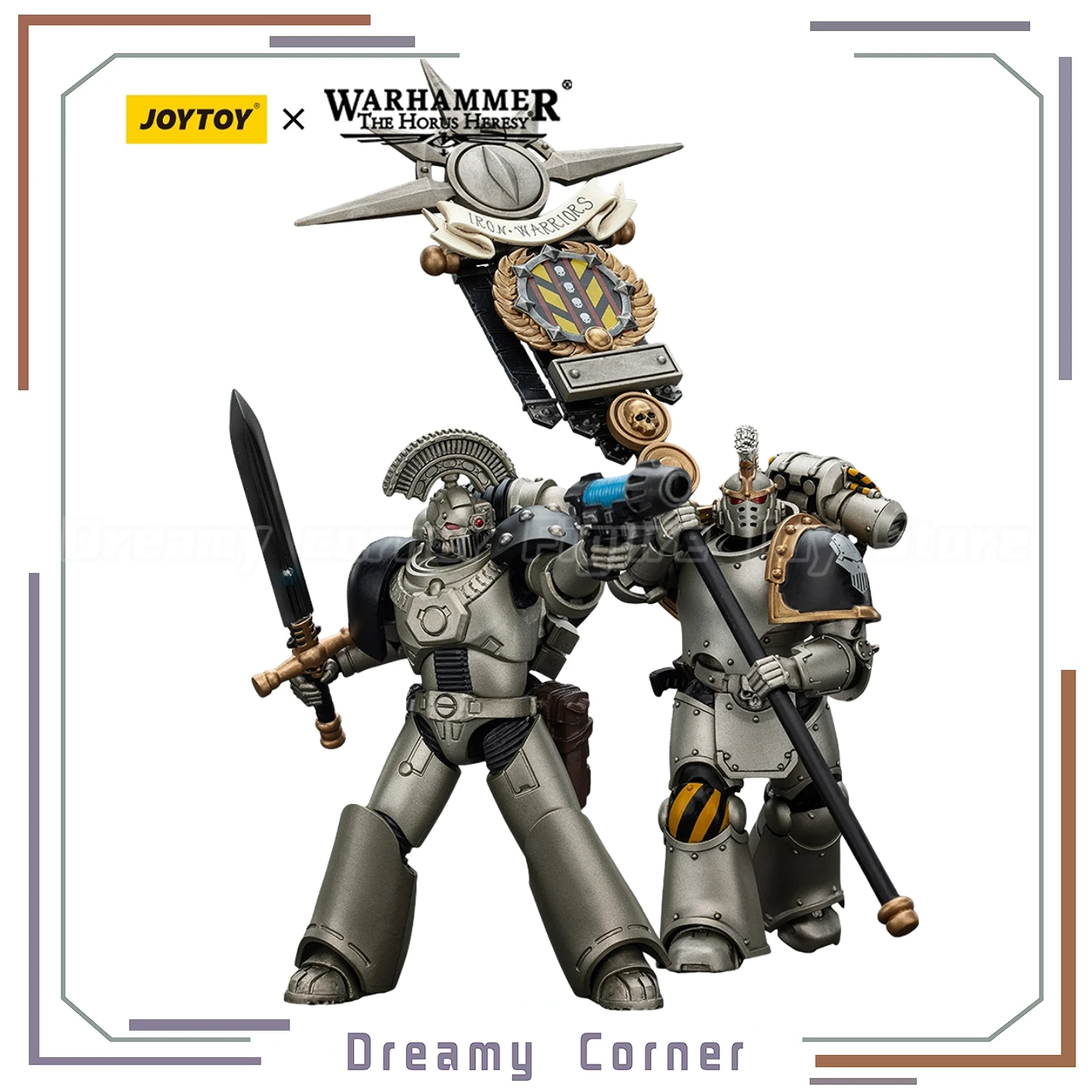 

【In Stock】JOYTOY Warhammer 40K Iron Warriors Command Squad Choosen with Legion Standard 2PCS 1/18 Action Figure Toy Model Gift