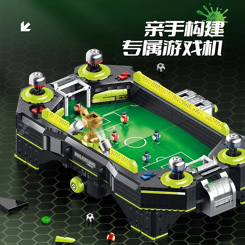 Consola de juegos de fútbol XZ0010 de lujo, bloques de construcción, Ideas creativas de potencia, máquina de juego de batalla, ladrillo, juguete DIY, regalo de cumpleaños para niños
