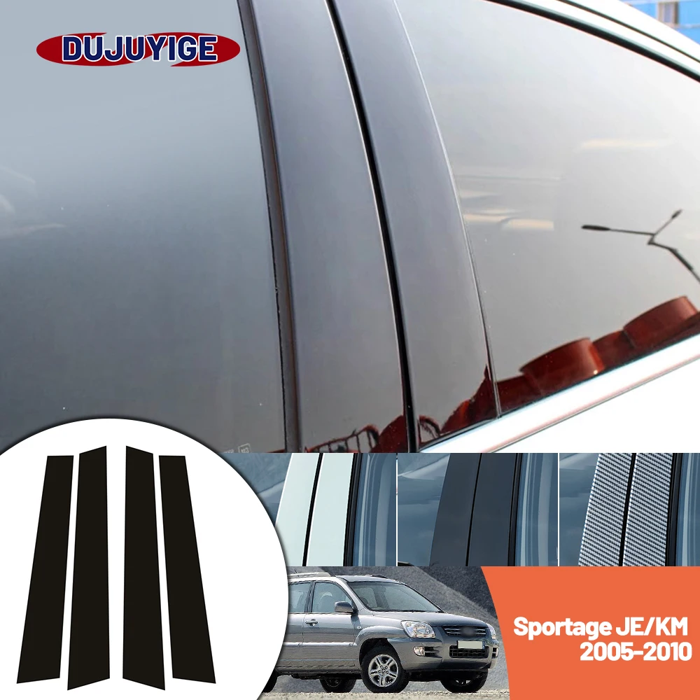 

Bright black carbon fiber door and window B C Pillar sticker suitable For Kia Sportage JE KM 2005-2010 2006 2007 2008 2009