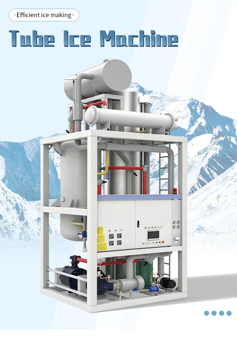 Large Capacity Tube Ice Maker 2 Ton 3 Ton Per Day 1500kg Anti Corrosion Stainless Steel Tube Ice Machine for Beverage Production