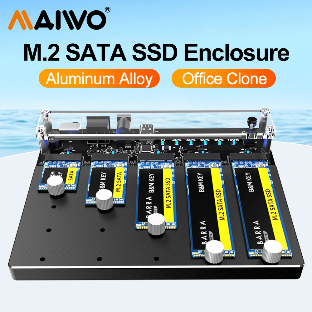 MAIWO M.2 SATA SSD carcasa tipo C lector de disco duro Ssd externo NGFF disco duro externo HD carcasa compatible con clonación para caja de PC