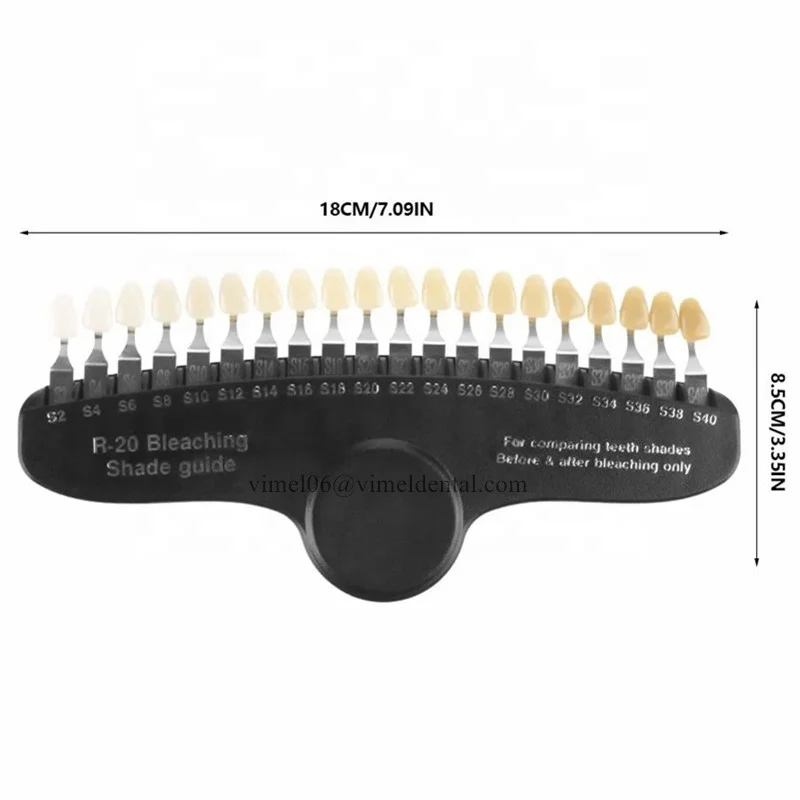 3D Teeth Shade Guide Porcelain 20 Colors White Contrast Cold Light Whitening Before and After with Mirror Dental Material
