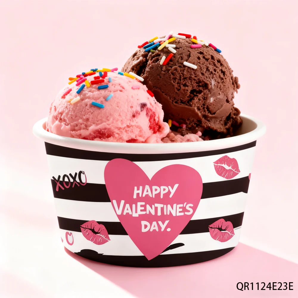 PESENAR  This set of Valentine s Day themed ice cream paper bowls with 4 love patterns adds to the romantic atmosphere
