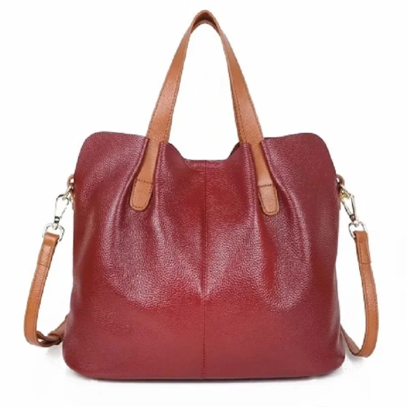 Imagem -04 - Bolsas de Couro Genuíno para Mulheres Cor Sólida Tote Messenger Bolsa Bolsa de Ombro Designer de Luxo Bolsas de Moda Feminina