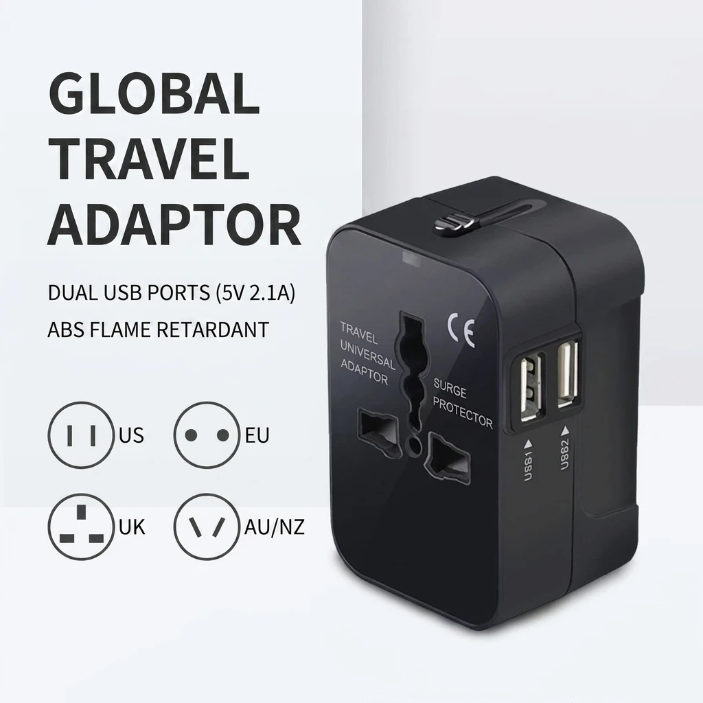Dual USB Ports Universal Travel Adapter UK to EU Plug Wall Charger AC Power Converter for EU UK US AU