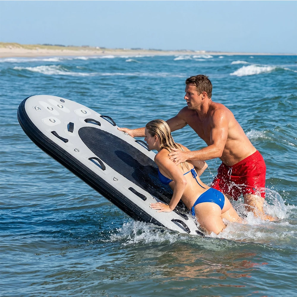 Traîneau de sauvetage gonflable 199x10cm-bodyboard de sauveteur professionnel pour le sauvetage en eau, planche gonflable robuste pour piscine et mer