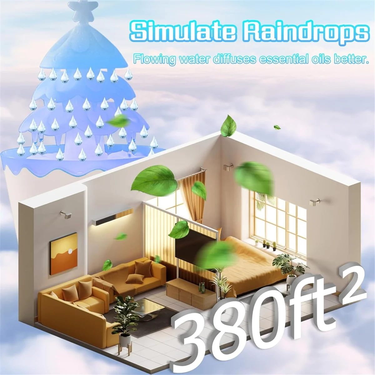 Lucky Tree Aromatherapy Essential Oil Diffusers Rotatable Water Drip Humidifier for Home 250ml 7 Color Lights US Plug