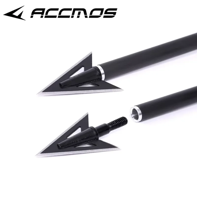 3/6/12/24pcs 2 Blades 100grain Arrow Heads Archery Hunting Thread Screw in Fishing Arrow Tips Heads Points
