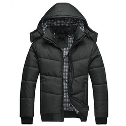 Down Cotton Jacket n Solid Color Coat with Removable Hood for Club Travel Outdoor Wear