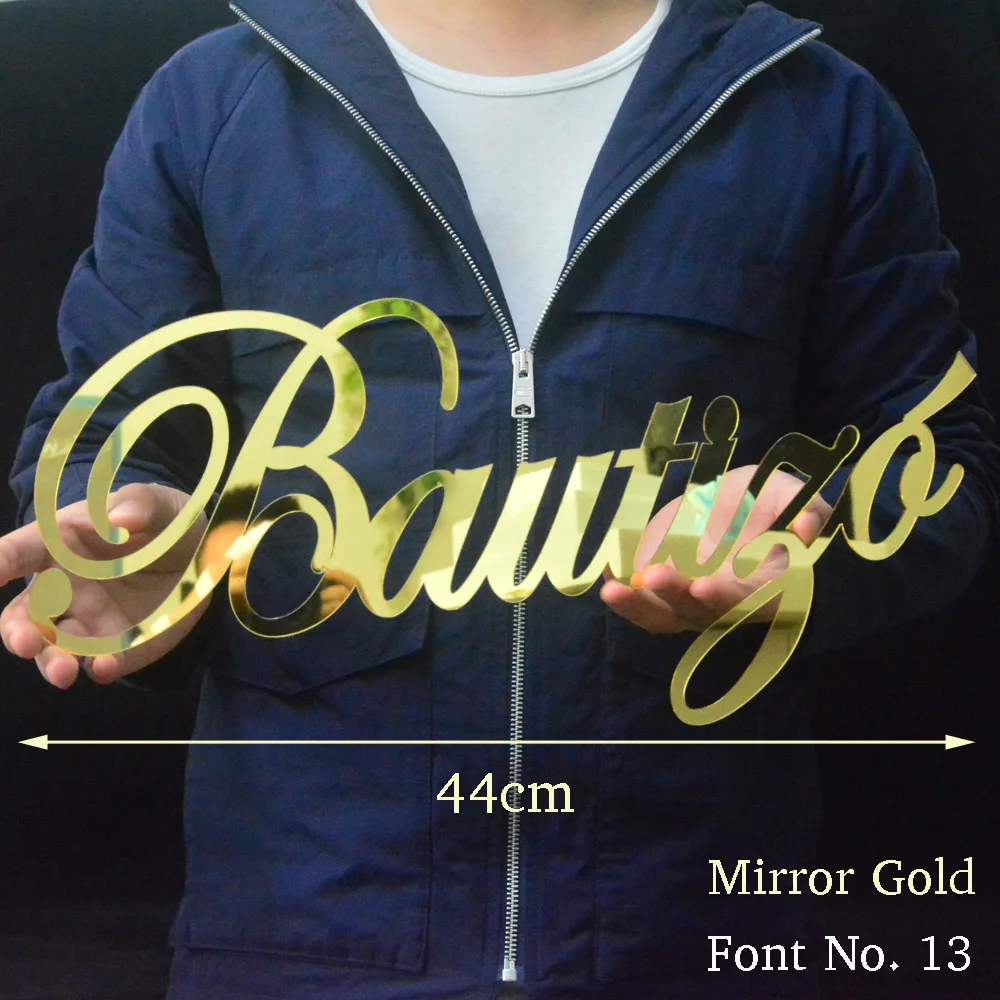 20cm-44cm Wide Custom Mirror Gold Name Sign Wall Hanging Sign Rustic Wedding Anniversary Engagement Party Decor 2mm Thickness