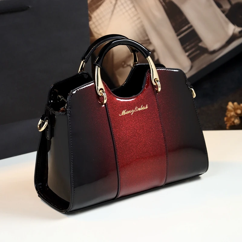 2024 New Fashion Gradient Middle aged Women\'s Bag Large Capacity Mom One Shoulder Crossbody Handbag Genuine Leather Women\'s Bag