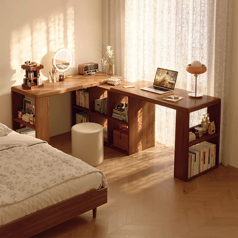 Escritorio de madera maciza 2025, nuevo tocador esquinero para dormitorio de niñas, cofre integrado, escritorio doble para ordenador para el hogar