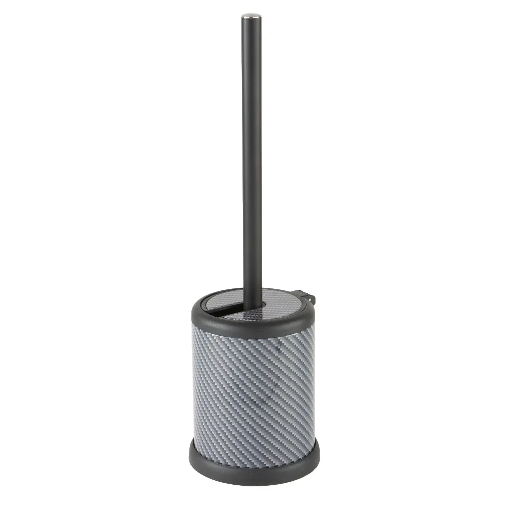 Self Closing Lid Toilet Brush and Holder Set in Modern Matte Black Hygienic Bathroom Cleaning Tool with Stand and Drip Tray for Easy Storage and Odor Control Heavy Duty Scrubber for Efficient Toilet Bowl Stain Removal view 6
