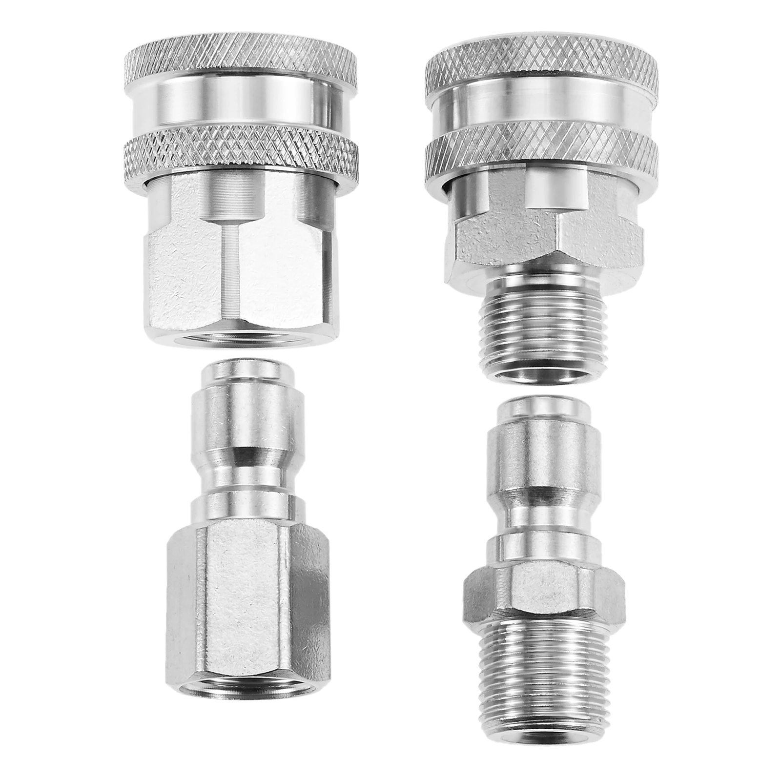 4pcs 3/8 Inch Quick Connect Fittings Stainless Steel Pressure Washer Fittings Male and Female Washer Quick Disconnect 5000 PSI