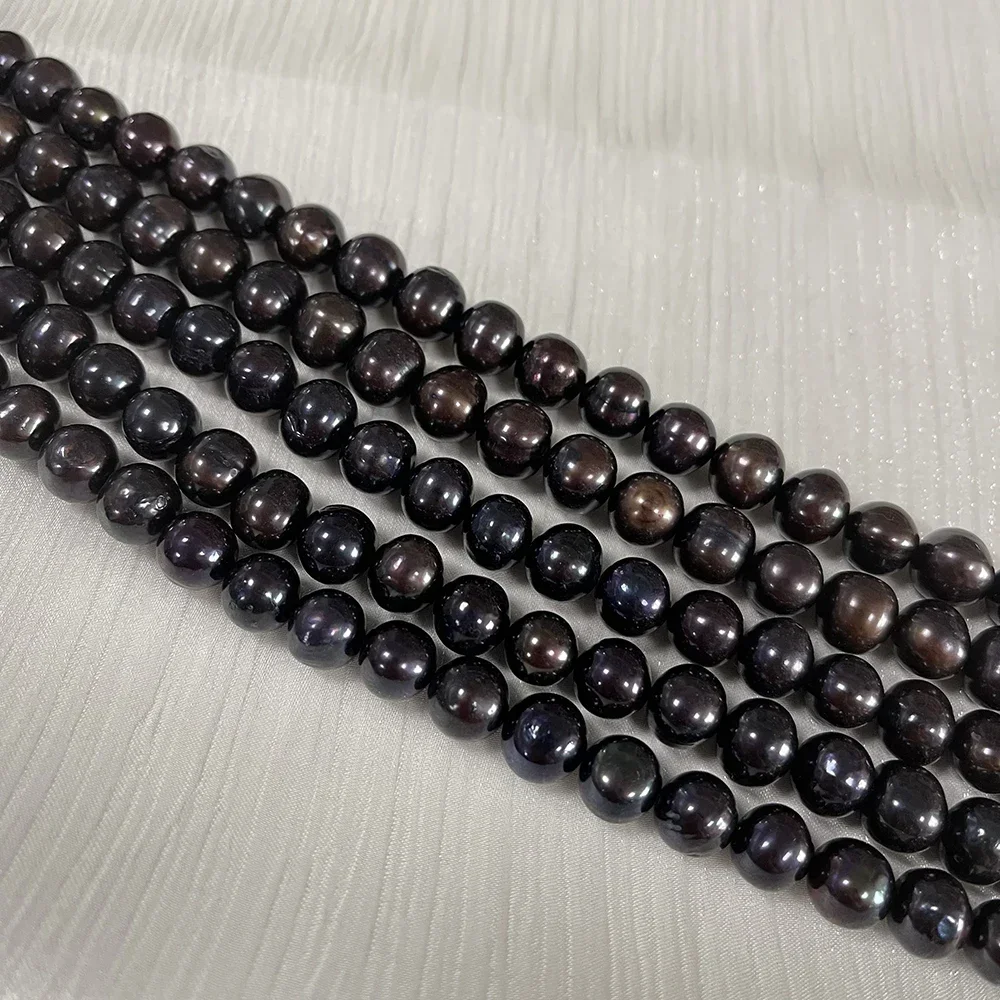 10-11mm 4A Natural Freshwater Pearl Black Round Fine Gift 100%Isolated Bead Women Jewelry Make DIY Necklace Bracelet Accessories