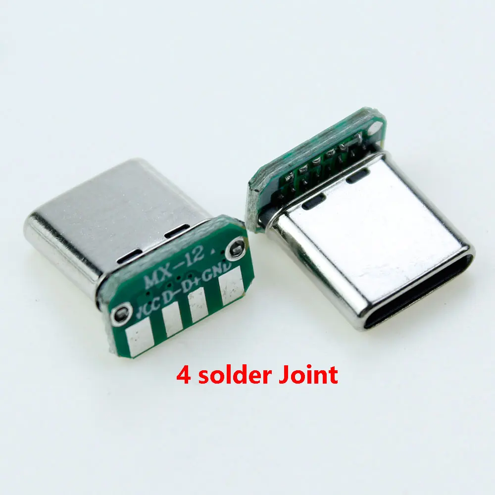 Type C USB 3.1 Vertical Patch Board 16pin 4 Welding Wire Data Band PCB USB Board Male Head 16P Usb C Connector