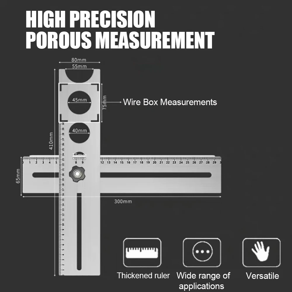 Stainless Steel Ceramic Tile Hole Locator Ruler 360 Degree Adjustable Punching Punching Measure Tools For Building Ruler Puncher