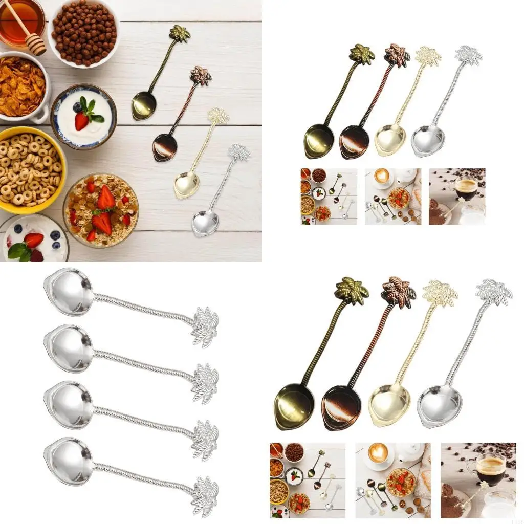 F19B Tree Inspired Dessert Spoon Melal Metal Pastry Tool Kitchen Essential