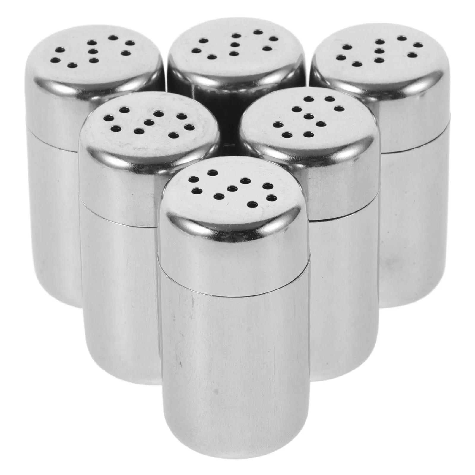

6pcs Stainless Steel Salt Pepper Shakers Adjustable Pour Holes Portable Spice Jars Travel Seasoning Kit Kitchen Condiment Holder
