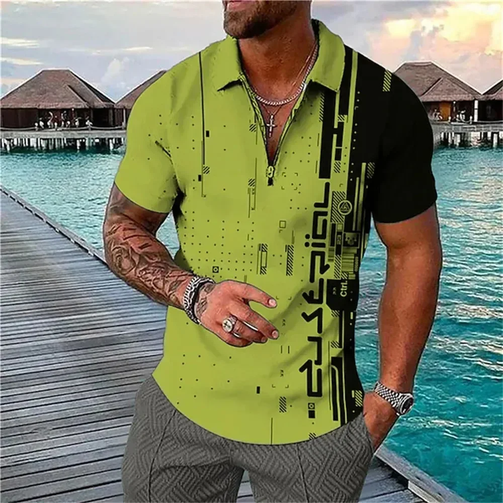 Classic Short 3D Printed Men's Spring and Summer T-shirt Button Supergrande Summer New Top