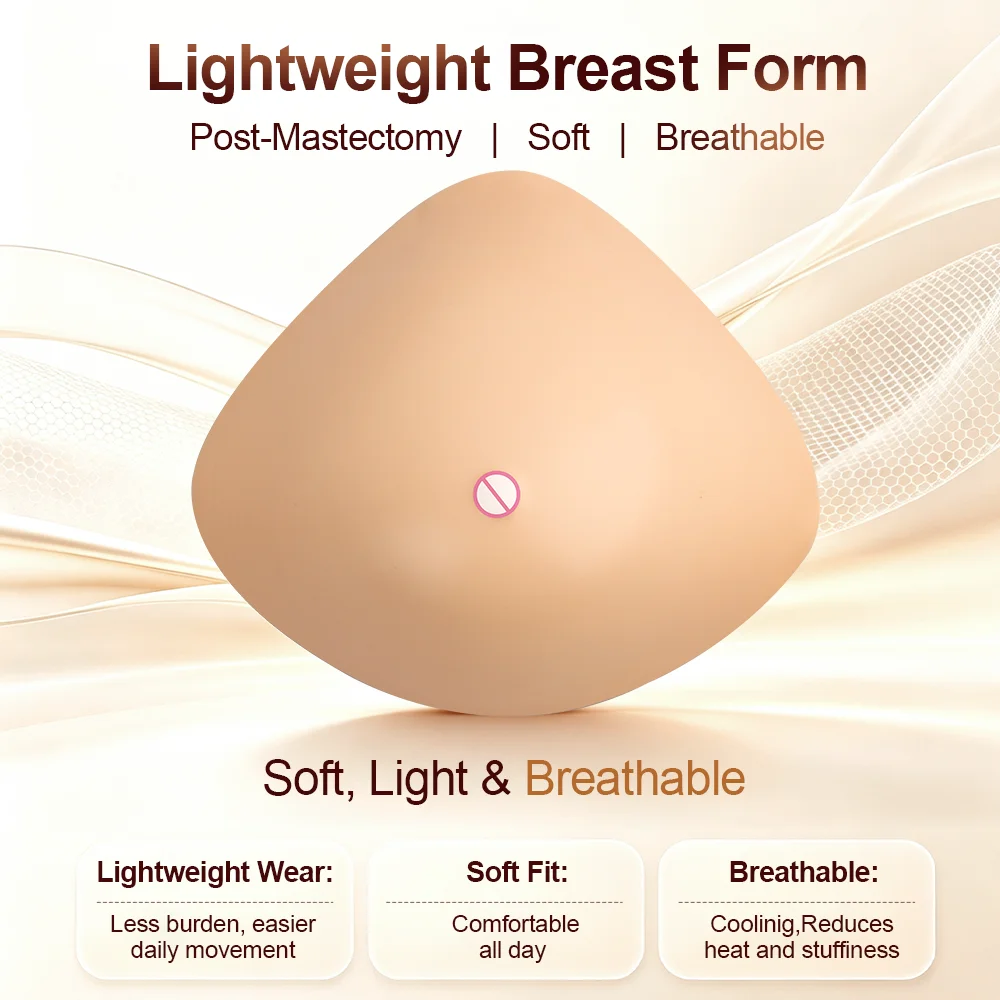 Mastectomy Fake Boob Post-Surgery Lightweight Silicone Breast Form Enhancer Ultra-Soft Prosthesis Triangle Shape BraPad