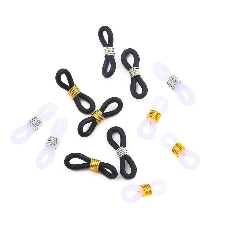 20pcs Eyeglass Chain Ends Adjustable Spring Rubber Ends Connectors for Eye Glasses Holder Necklace Chain DIY Jewelry Making