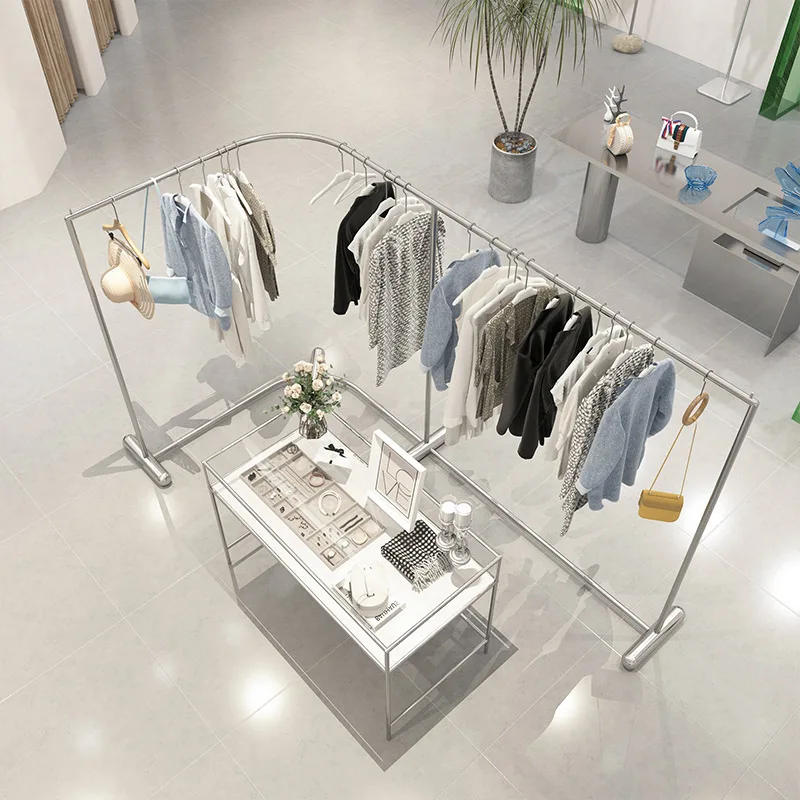 Clothing store Nakajima display rack Floor-to-ceiling corner women's clothing store Special arc rack in the middle Hanging rack