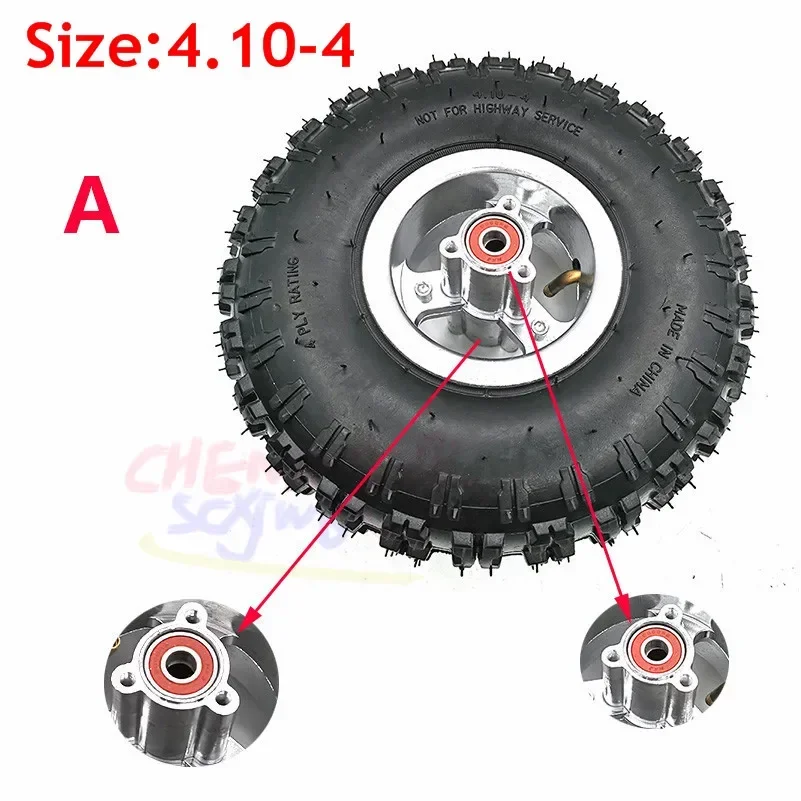 4.10/3.50-4 Tyre Inner Tube 410/350-4 4.10-4 Tires with 4 Inch Hub Fits 47cc 49cc Mini Quad Dirt Bike Scooter ATV Buggy Wheels