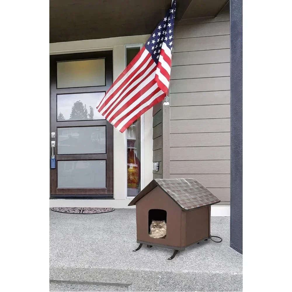 Heated Cat Houses Outdoor, Elevated, Waterproof and Insulated - A Safe Pet House and Kitty Shelter for Your Pet To Stay Warm