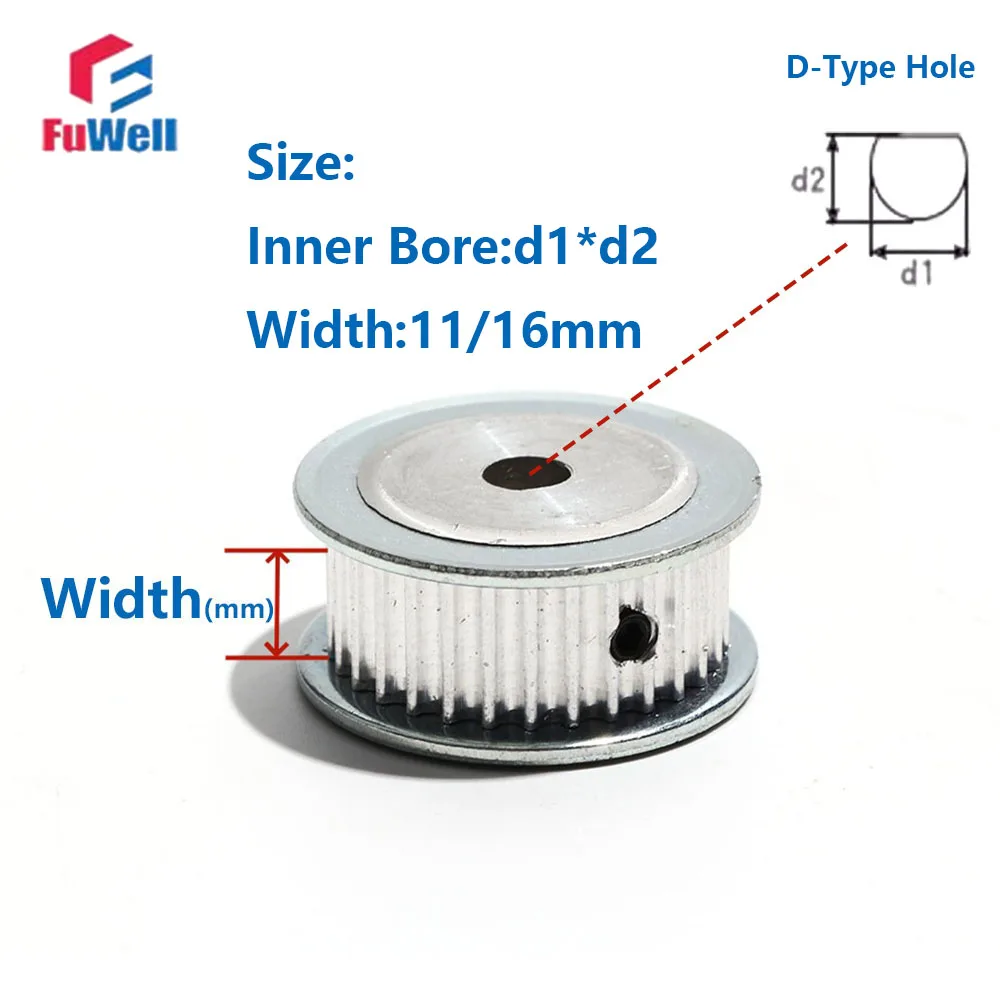 FuWell Synchronous Pulley D-type Hole 3M 35T 36T 38T 40T Bore 5~15mm  AF Type Aluminum Alloy D Hole Timing Pulley Width 11/16mm
