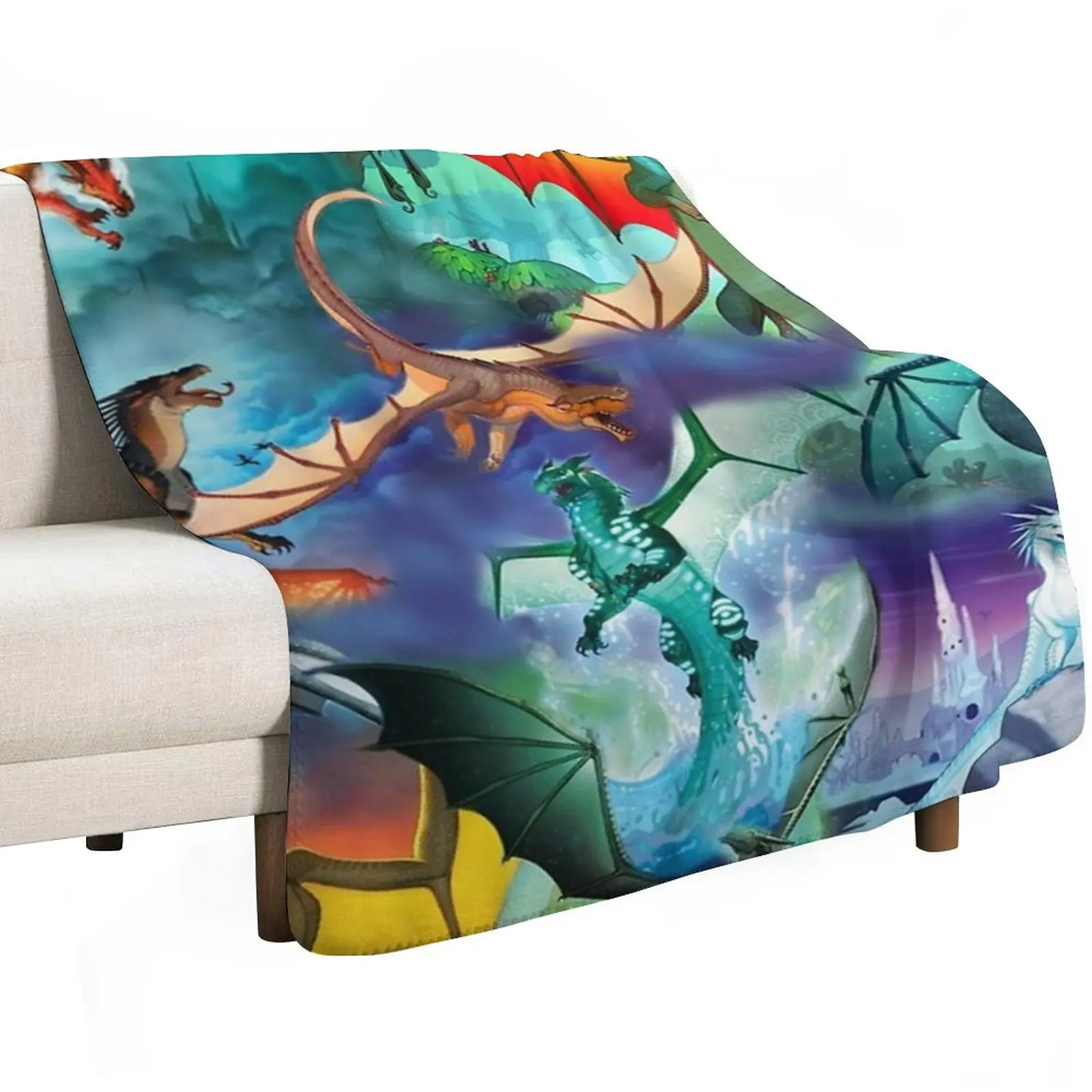 Wing of fire all dragon Pattern Background Throw Blanket Bed linens Single Soft Large Luxury Heavy Blankets
