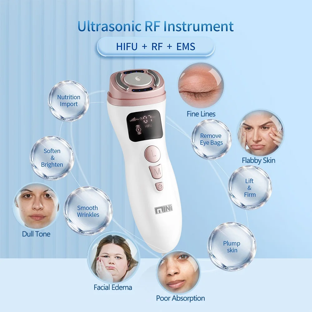 Upgraded Mini HIFU Machine Ultrasound RF EMS Facial Beauty Device Face Massager Home Used HIFU Face Neck Lifting Skin Tightening