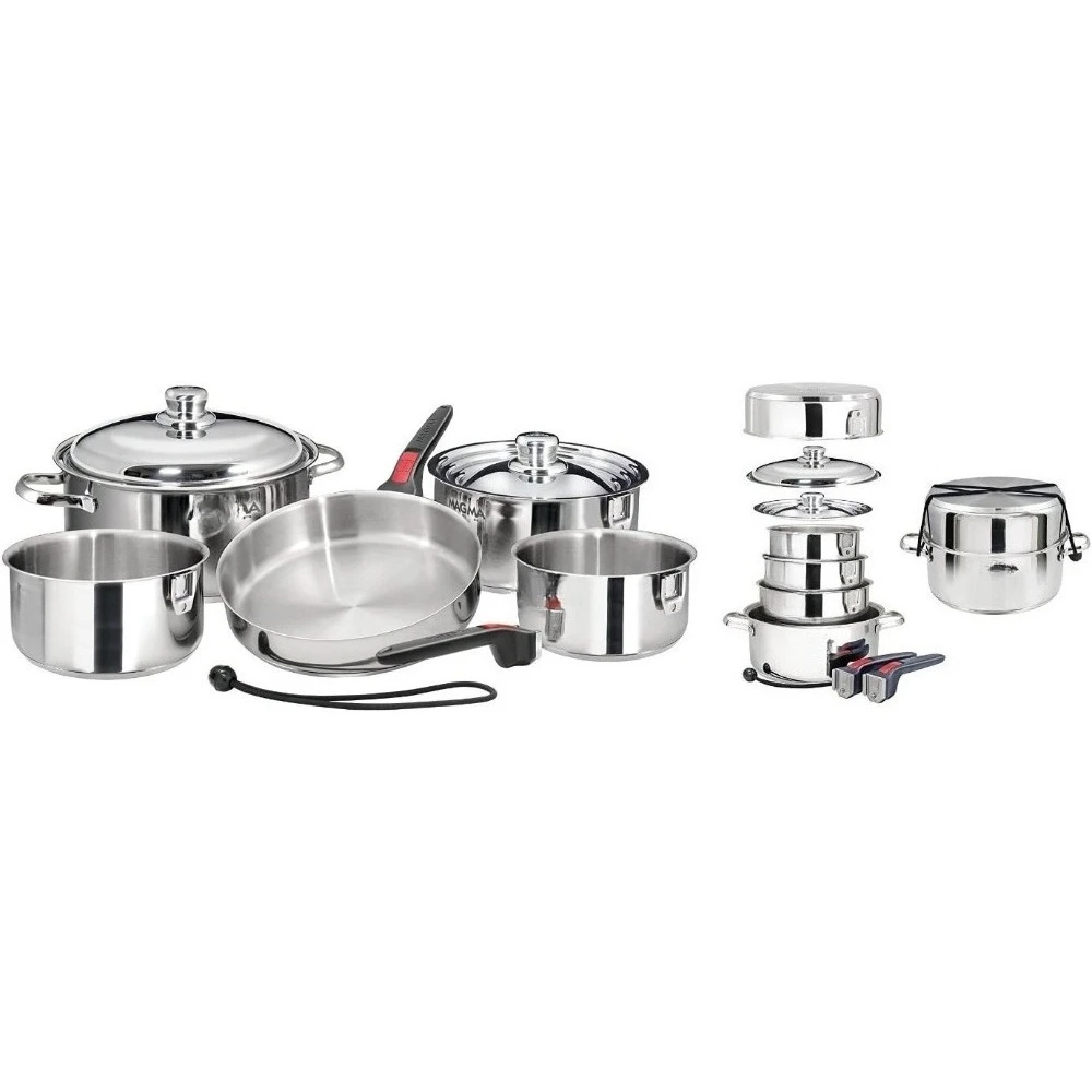

10 Piece Gourmet Nesting Stainless Steel Cookware Set, Induction Compatible, Oven Safe to 500°F -Silver -Hot Sale