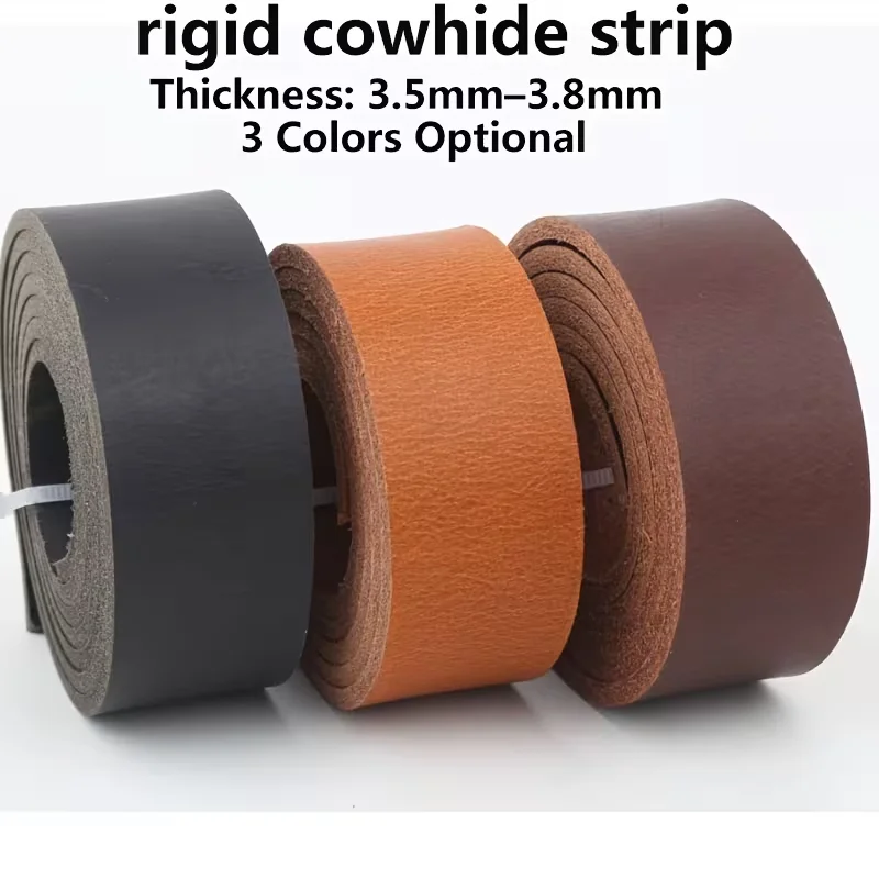 3.5mm Thick Rigid Colored Vegetable-Tanned Leather Belt Strips, Genuine Leather Belt End, Top-Grain Cowhide, Genuine Leather Mat