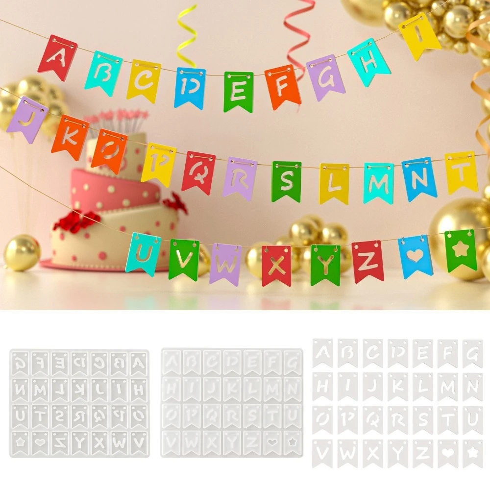 

26 English Letters Flags Silicone Molds DIY Handmade Alphabets Banner Making Plaster Cement Epoxy Resin Mold Soap Candle Mould