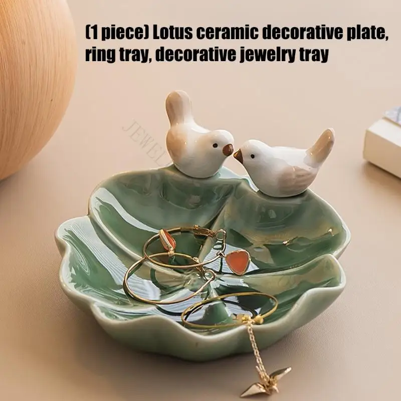 R7UF Decorative Earthenware Hoop Tray Jewelry Planner With Pad Pattern For Countertop Display