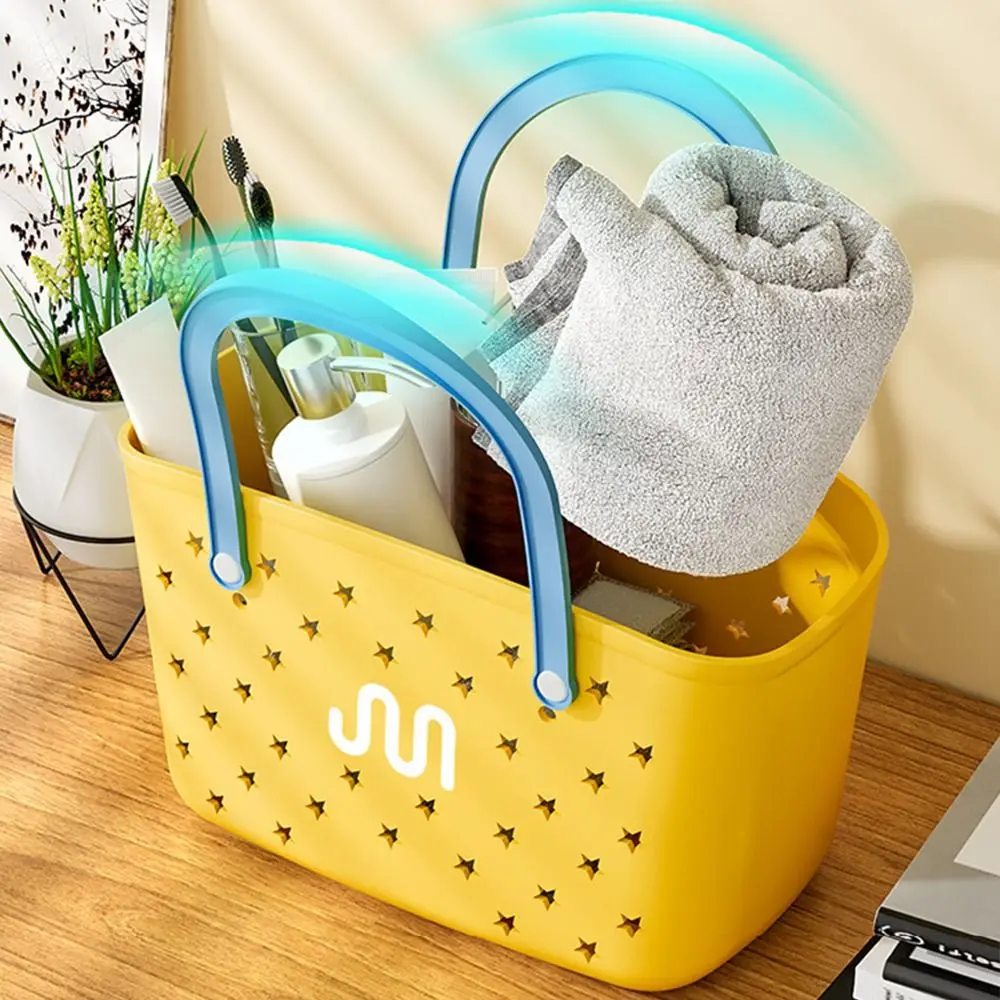 

Portable Hollow Bath Drain Basket Waterproof Large Capacity Handbags with Hole Wash Bag DIY Summer Beach Bag Bathroom