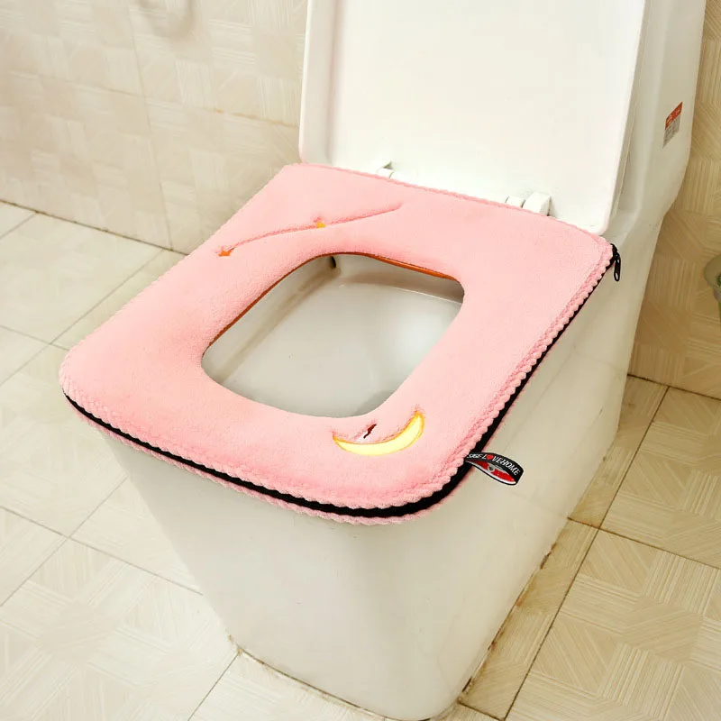 Square Summer Toilet Seat Cover With Handle Comfortable Toilet Cushions Zipper Toilet Seat Case Home Decor Closestool Pad 1 PC