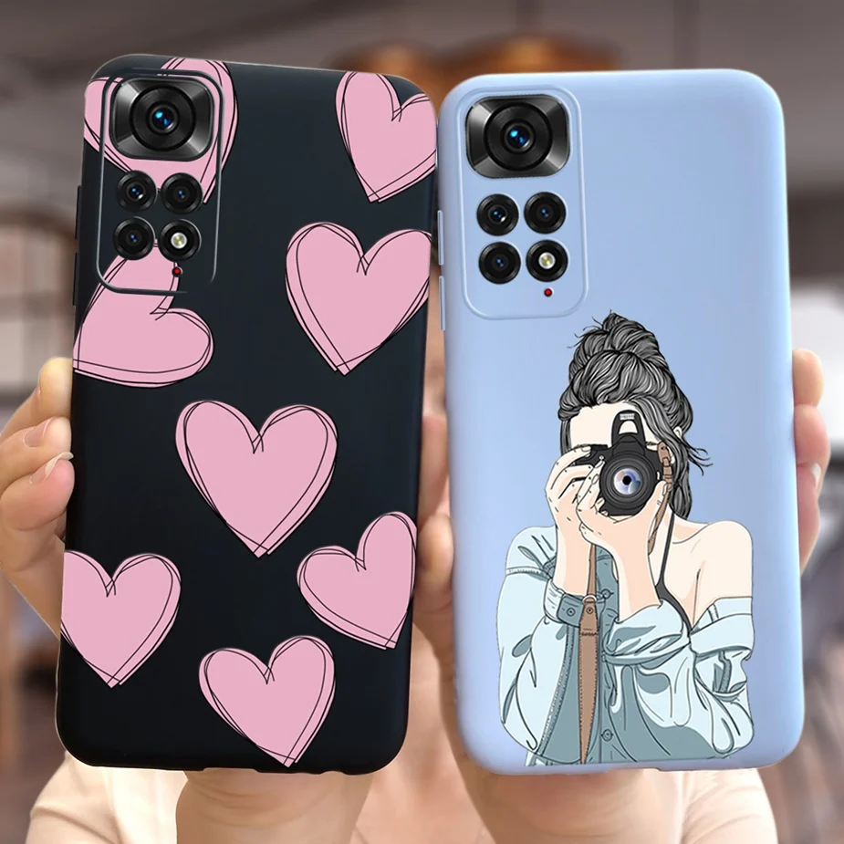 For Xiaomi Redmi Note 11 4G Case Beautiful Gilrs Love Heart Soft Silicone Cover For Xiaomi Redmi Note 11 Pro Note11 S Case Coque