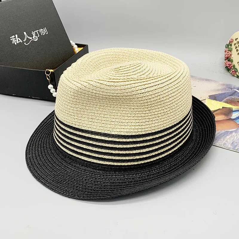 2021 New Parent-child Adjustable Short Brim In Stock Sunshade Summer Straw Hat Billycock Beach Hat