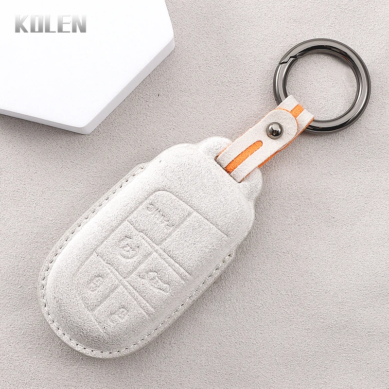 Leather Car Key Case Cover Shell For Jeep Renegade Grand Cherokee For Dodge Ram Charger 1500 Challenger Chrysler 300C Journey